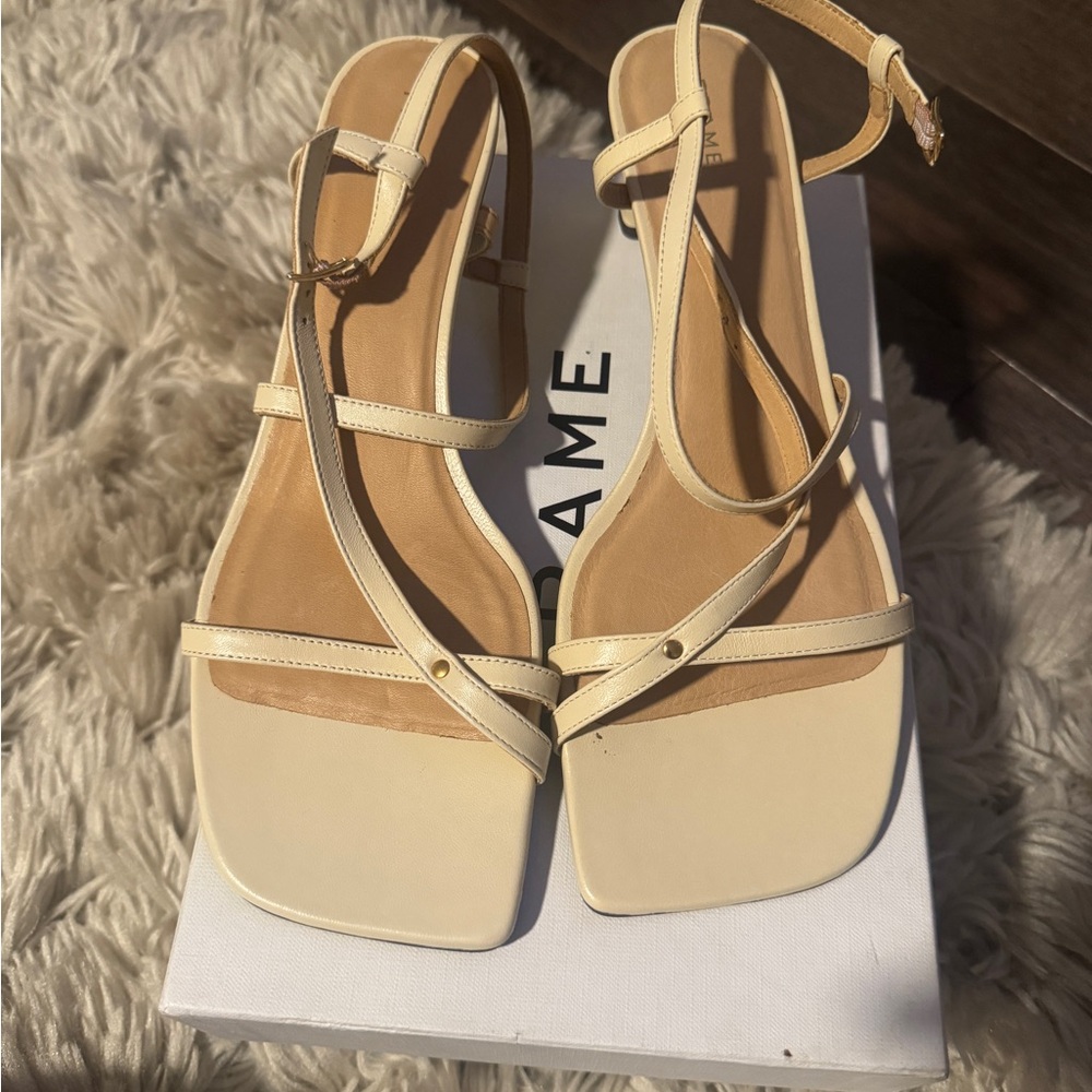 Frame Denim Cream Strappy Sandals